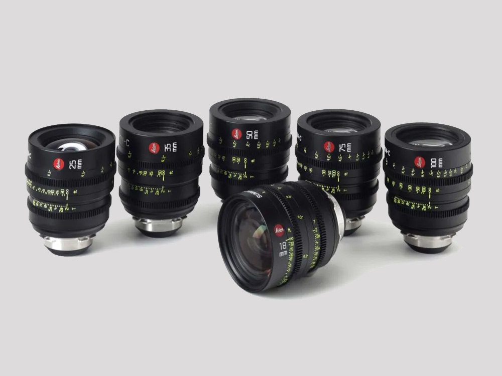 Row of cine and photo lenses